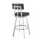 Armen Living Jinab Swivel Bar Stool in Brushed Stainless Steel with Black Faux Leather 840254335271 - alternate 4